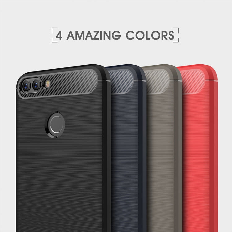 For Huawei  P smart / Enjoy 7S Brushed Texture Carbon Fiber Shockproof TPU Protective Back Case, For Huawei P smart / Enjoy 7S