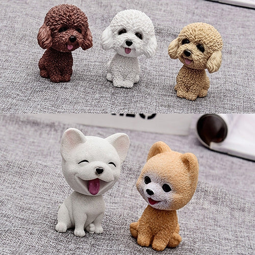 Shaking Head Dog Car Ornaments Resins Lovely Cartoon Dog New Year Gifts with Double-sided Adhesive Tape, Brown Teddy Cartoon Dog, Yellow Teddy Cartoon Dog, Pomeranian Cartoon Dog, Inu Cartoon Dog, Bulldog Cartoon Dog, Husky Dog Cartoon Dog�������������...