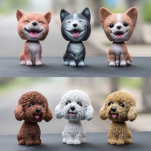 Shaking Head Dog Car Ornaments Resins Lovely Cartoon Dog New Year Gifts with Double-sided Adhesive Tape, Brown Teddy Cartoon Dog, Yellow Teddy Cartoon Dog, Pomeranian Cartoon Dog, Inu Cartoon Dog, Bulldog Cartoon Dog, Husky Dog Cartoon Dog�������������...