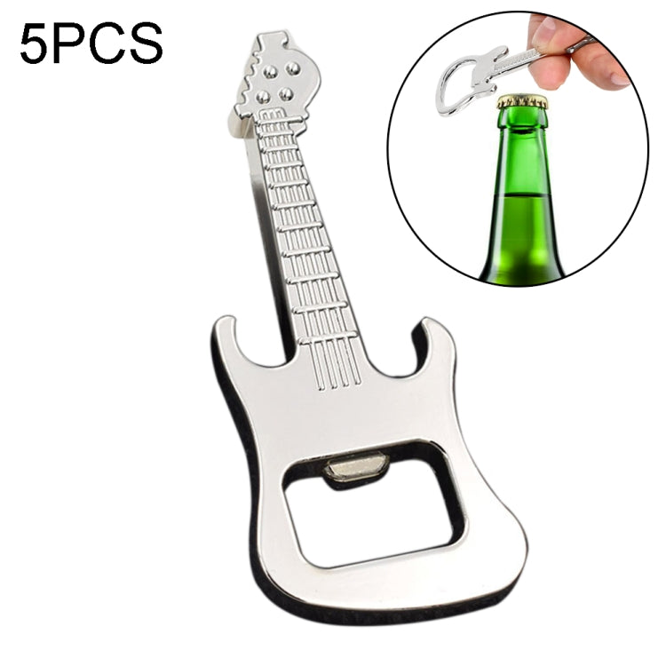 5 PCS Multi-function Guitar Bottle Opener Key Chain Car Key Pendant, Size: 8.5x3.5cm, Guitar shape
