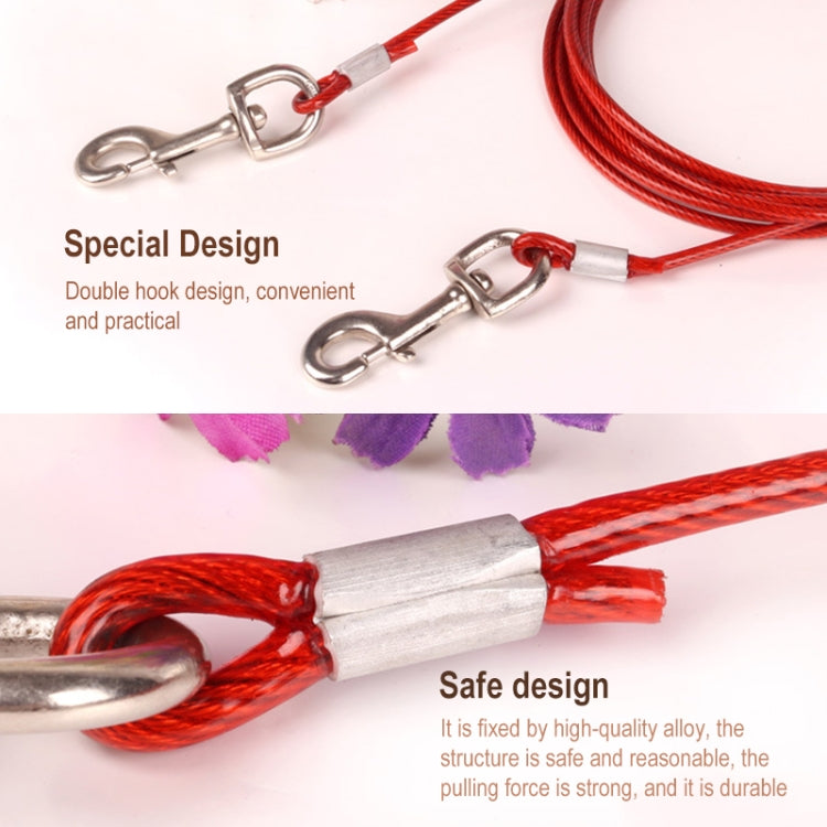 Double-end Steel Wire Rope Pet Dogs 2 in 1 Traction Rope Pet Walking Leads With Handle, Length: 5m,Random Color Delivery, Length: 5m