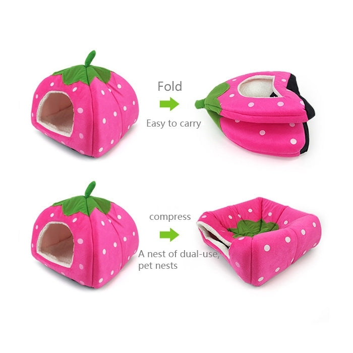 Strawberry Shaped Foldable Short Plush Pet House Nest, Size: S, Red, Size S, Pink, Size S, Blue, Size S, Purple, Size S