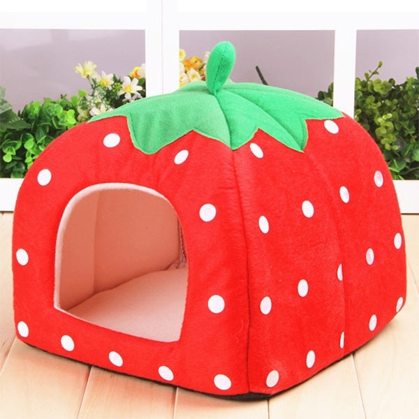 Strawberry Shaped Foldable Short Plush Pet House Nest, Size: S, Red, Size S, Pink, Size S, Blue, Size S, Purple, Size S