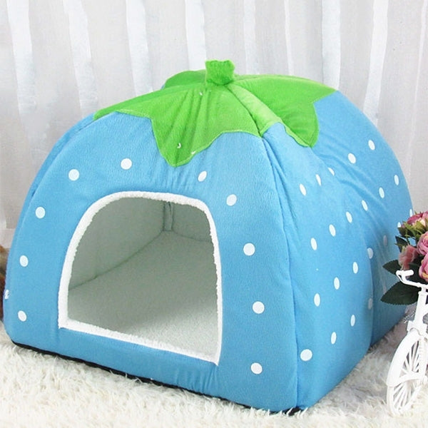 Strawberry Shaped Foldable Short Plush Pet House Nest, Size: S, Red, Size S, Pink, Size S, Blue, Size S, Purple, Size S