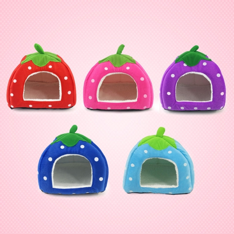 Strawberry Shaped Foldable Short Plush Pet House Nest, Size: S, Red, Size S, Pink, Size S, Blue, Size S, Purple, Size S