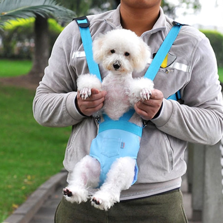 Pet Chest Backpack / Soft Leather Trouser Style Bag / Portable Pet Backpack for Dog and Other Pets Medium , Size:28*20cm, Size: M Blue