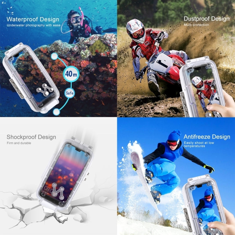 HAWEEL 40m/130ft Waterproof Diving Case for Huawei P20 Pro, Photo Video Taking Underwater Housing Cover, For Huawei P20 Pro