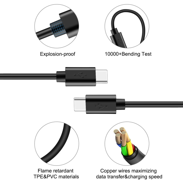 HAWEEL 1m 25W 3A Type-C / USB-C to Type-C / USB-C Fast Charging Data Cable with OTG, Type-C to Type-C 1m Black