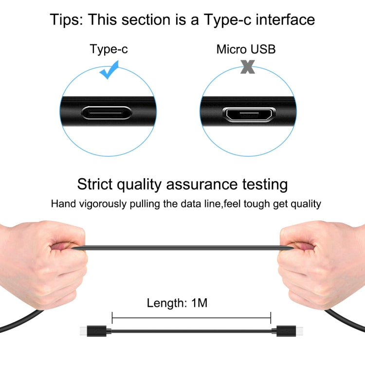 HAWEEL 1m 25W 3A Type-C / USB-C to Type-C / USB-C Fast Charging Data Cable with OTG, Type-C to Type-C 1m Black
