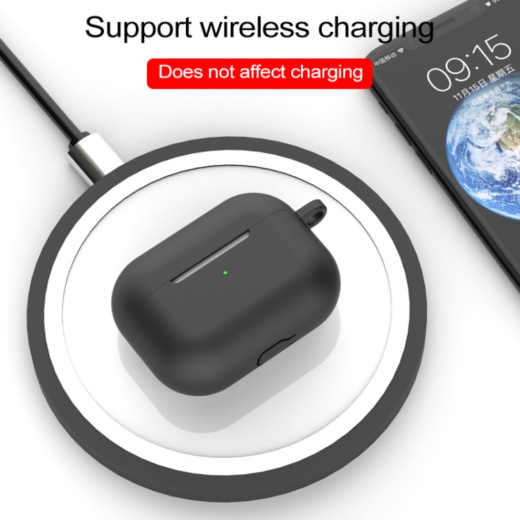 For AirPods Pro Silicone Wireless Earphone Protective Case Cover with Lanyard Hole, with Lanyard Hole