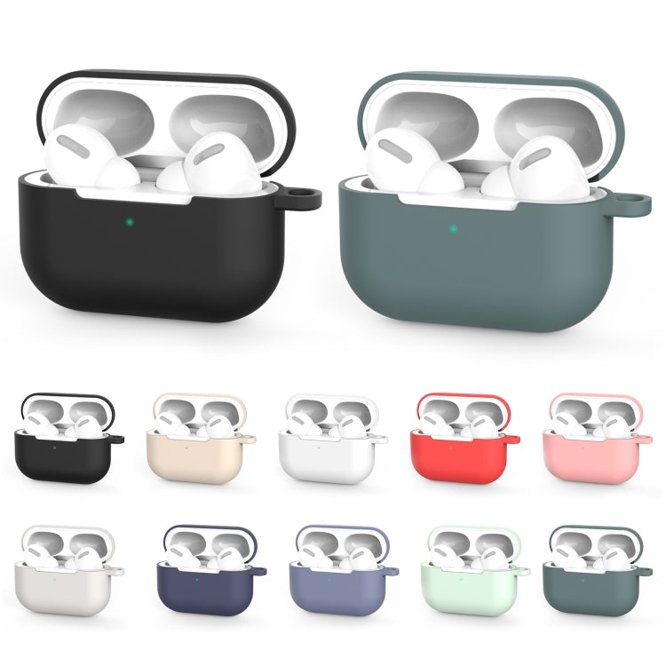 For AirPods Pro Silicone Wireless Earphone Protective Case Cover with Lanyard Hole, with Lanyard Hole