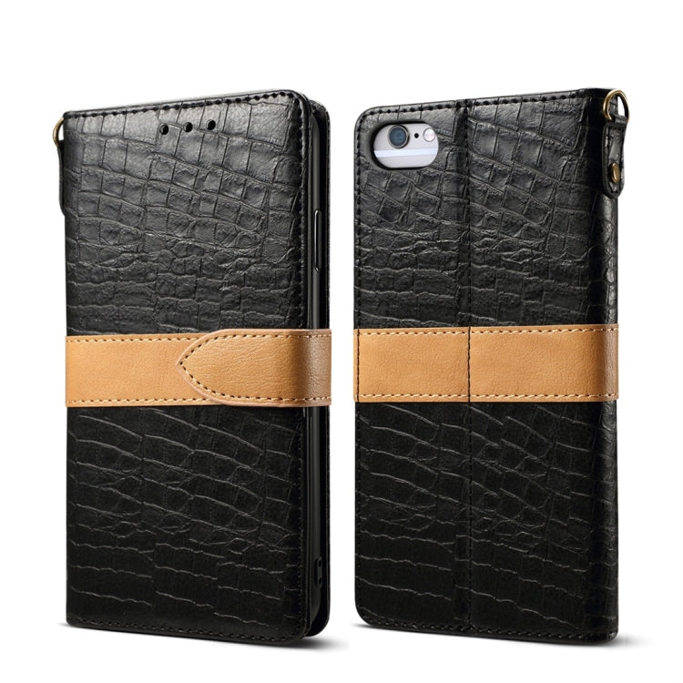 Splicing Color Crocodile Texture PU Horizontal Flip Leather Case for iPhone 6 / 6s, with Wallet & Holder & Card Slots & Lanyard, For iPhone 6 / 6s