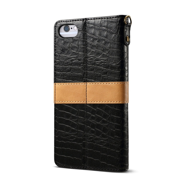 Splicing Color Crocodile Texture PU Horizontal Flip Leather Case for iPhone 6 / 6s, with Wallet & Holder & Card Slots & Lanyard, For iPhone 6 / 6s