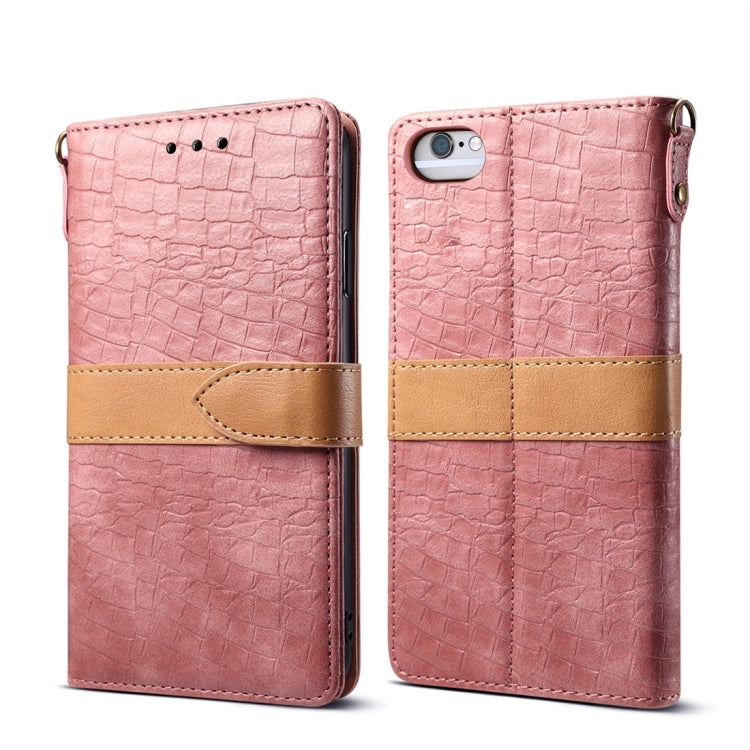 Splicing Color Crocodile Texture PU Horizontal Flip Leather Case for iPhone 6 / 6s, with Wallet & Holder & Card Slots & Lanyard, For iPhone 6 / 6s