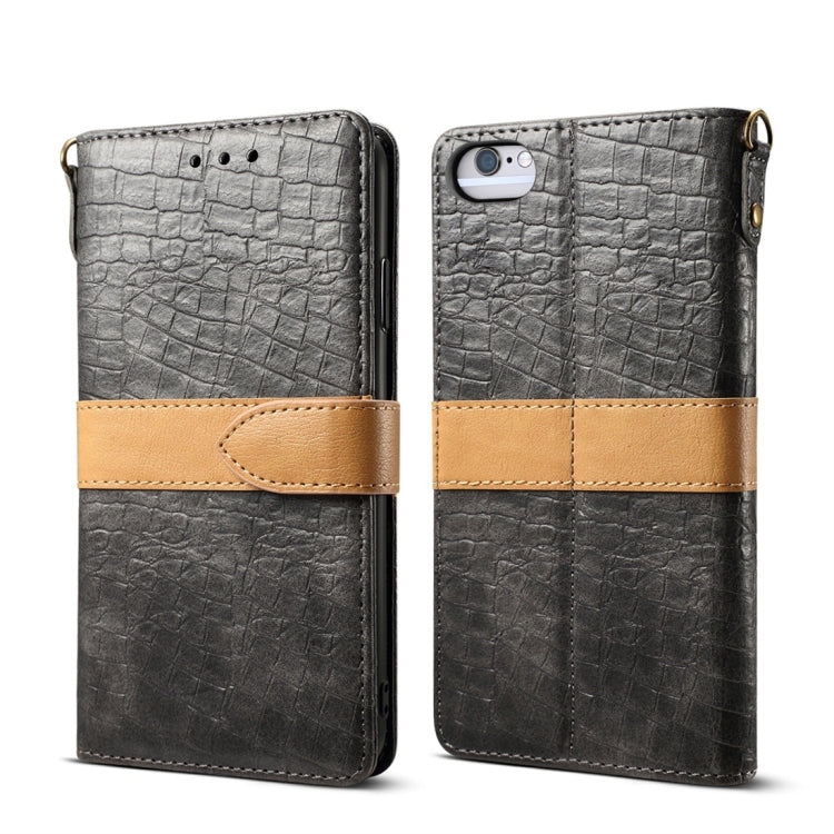 Splicing Color Crocodile Texture PU Horizontal Flip Leather Case for iPhone 6 / 6s, with Wallet & Holder & Card Slots & Lanyard, For iPhone 6 / 6s