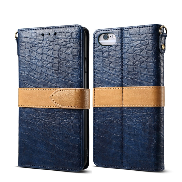 Splicing Color Crocodile Texture PU Horizontal Flip Leather Case for iPhone 6 / 6s, with Wallet & Holder & Card Slots & Lanyard, For iPhone 6 / 6s