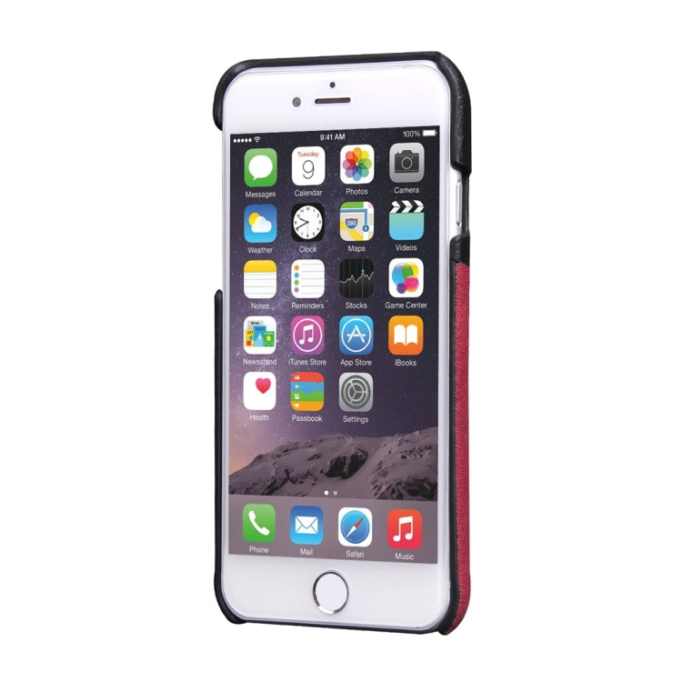 For iPhone 6 & 6s Genuine Cowhide Leather Color Matching Back Cover Case with Card Slot