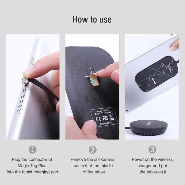 NILLKIN NKR01 For iPad 9.7 / 10.2 inch & iPad Air 10.5 inch & iPad Pro 10.5 inch Long Magic Tag Plus QI Standard Wireless Charging Receiver with 8 Pin Port, 8 Pin Long