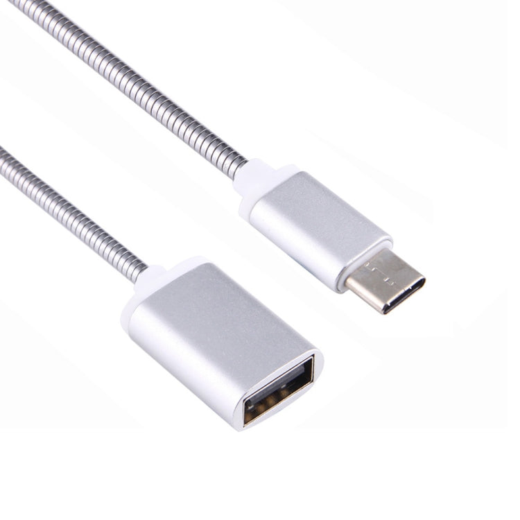 8.3cm USB Female to Type-C Male Metal Wire OTG Cable Charging Data Cable