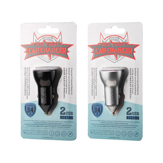REMAX RCC106 Vitor Series 3.4A Dual USB Interface Car Charger with Digital Display