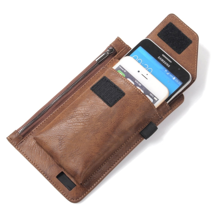 Universal Multi-function Retro Crazy Horse Texture Zipper Vertical Flip PU Leather Case / Waist Bag for iPhone 8 Plus & 7 Plus   & iPhone 7 & iPhone 6 Plus & Galaxy A3 (2017)