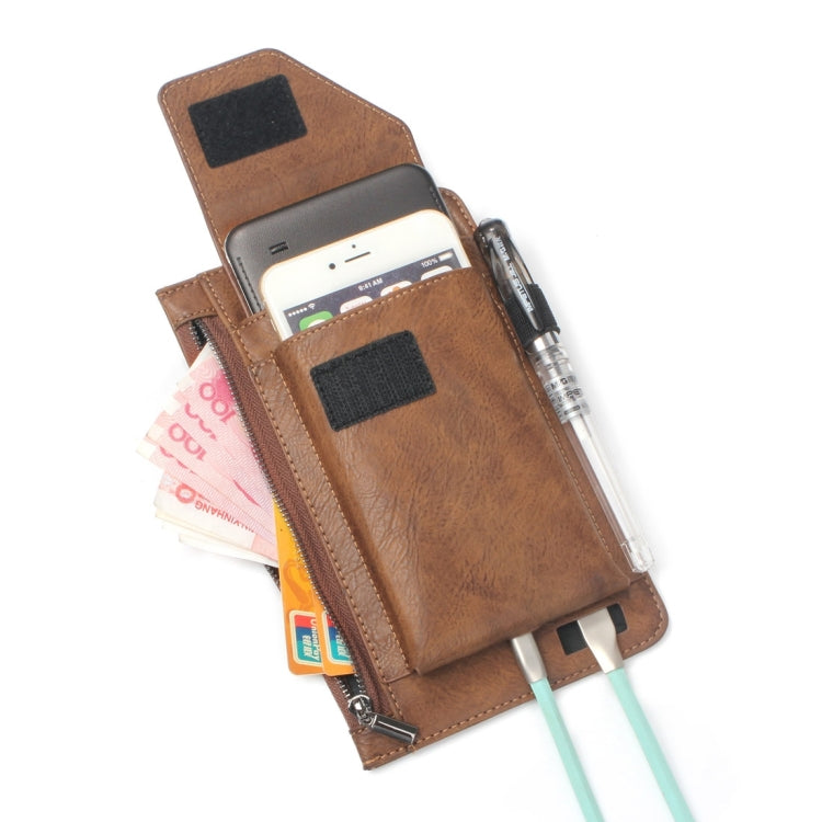 Universal Multi-function Retro Crazy Horse Texture Zipper Vertical Flip PU Leather Case / Waist Bag for iPhone 8 Plus & 7 Plus   & iPhone 7 & iPhone 6 Plus & Galaxy A3 (2017)