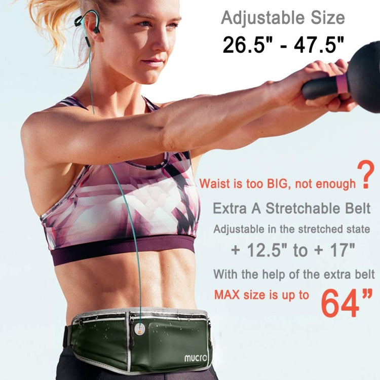 Mucro Running Fanny Bag Large Capacity Sports Belt Waist Pouch Bag with Survival Whistle & Adjustable Extender for iPhone 12  / 12 Pro, iPhone XS Max and 6.5 inch Phones