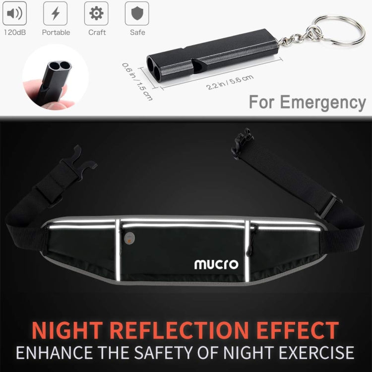 Mucro Running Fanny Bag Large Capacity Sports Belt Waist Pouch Bag with Survival Whistle & Adjustable Extender for iPhone 12  / 12 Pro, iPhone XS Max and 6.5 inch Phones