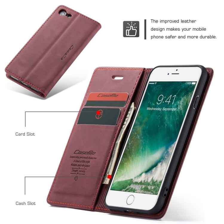 CaseMe-013 Multifunctional Retro Frosted Horizontal Flip Leather Case for iPhone 7 / 8, with Card Slot & Holder & Wallet, For iPhone 7 / 8