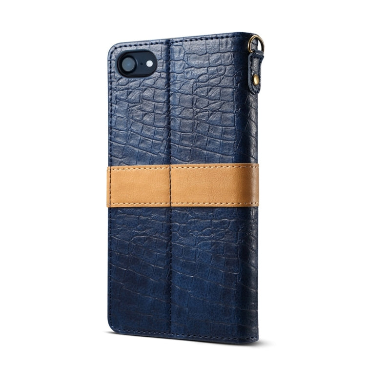 Splicing Color Crocodile Texture PU Horizontal Flip Leather Case for iPhone 7 / 8, with Wallet & Holder & Card Slots & Lanyard, For iPhone 7 / 8