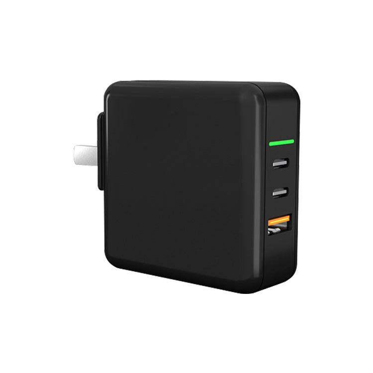 65W USB Ports x 1 + Type-C Port x 2 GaN Portable Mini Fast Charger Travel Charger with UK & US & EU Plug Set