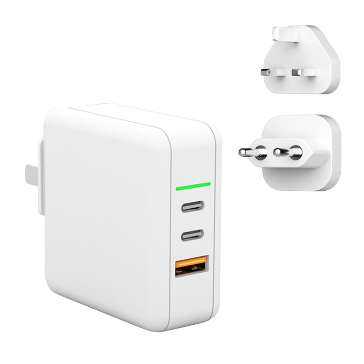 65W USB Ports x 1 + Type-C Port x 2 GaN Portable Mini Fast Charger Travel Charger with UK & US & EU Plug Set