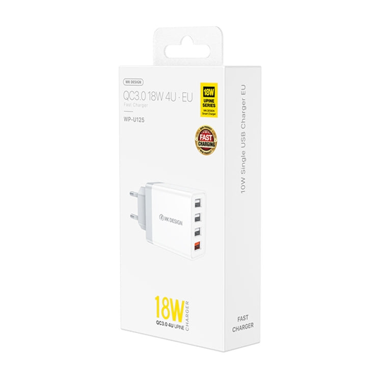 WK WP-U125 Youpin Series 18W QC3.0 4 USB Ports Fast Travel Charger, EU Plug, EU Plug