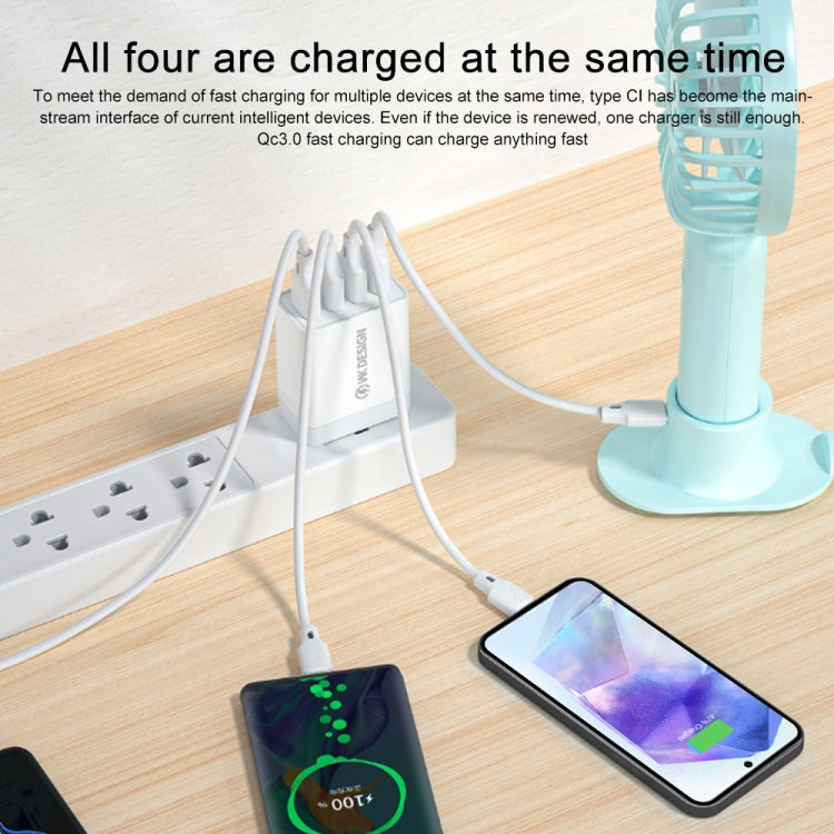 WK WP-U125 Youpin Series 18W QC3.0 4 USB Ports Fast Travel Charger, EU Plug, EU Plug