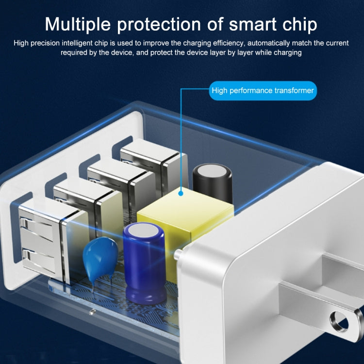 WK WP-U125 Youpin Series 18W QC3.0 4 USB Ports Fast Travel Charger, EU Plug, EU Plug
