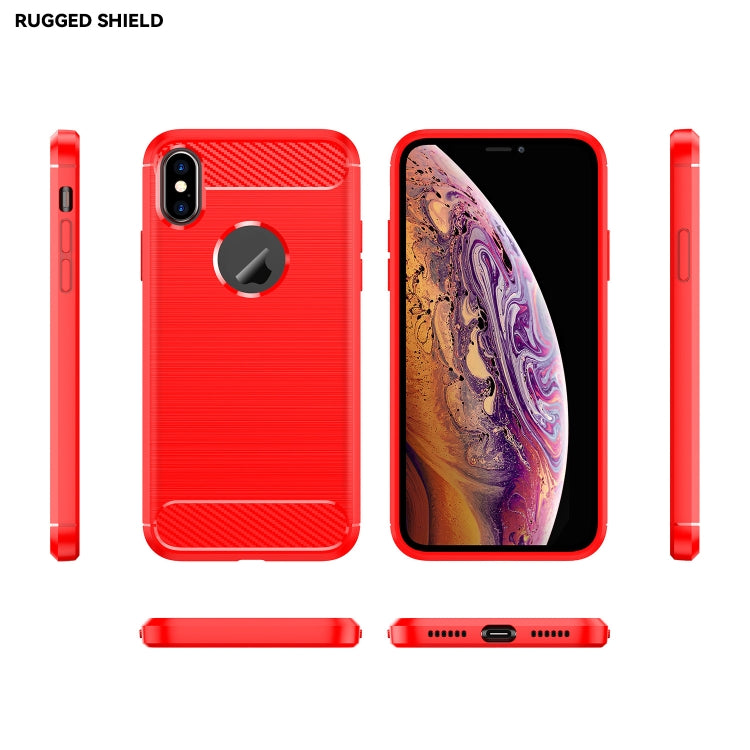For iPhone X / XS Carbon Fiber TPU Brushed Texture Shockproof Protective Back Cover Case, For iPhone X / XS