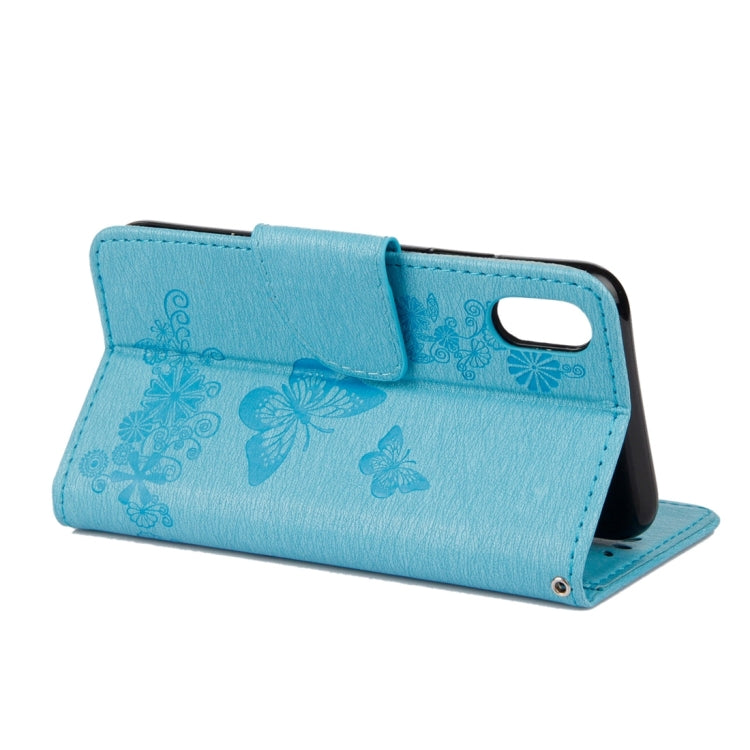 For iPhone X / XS Pressed Flowers Butterfly Pattern Horizontal Flip Leather Case with Holder & Card Slots & Wallet & Lanyard, For X