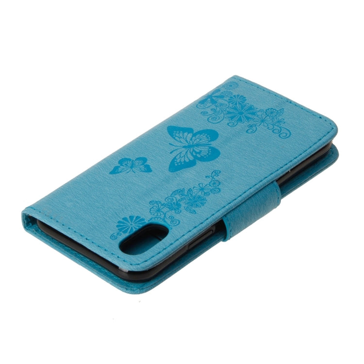 For iPhone X / XS Pressed Flowers Butterfly Pattern Horizontal Flip Leather Case with Holder & Card Slots & Wallet & Lanyard, For X