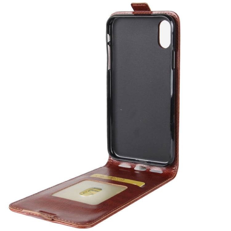 For iPhone X / XS Crazy Horse Texture Vertical Flip Leather Case with Card Slot & Photo Frame, For iPhone X