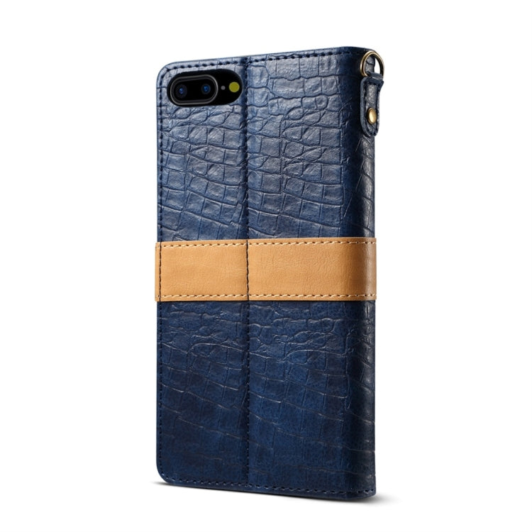 Splicing Color Crocodile Texture PU Horizontal Flip Leather Case for iPhone 7 Plus / 8 Plus, with Wallet & Holder & Card Slots & Lanyard, For iPhone 7 Plus / 8 Plus