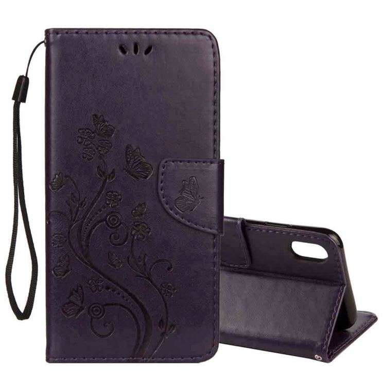 For iPhone XS Max Embossed Butterfly Pattern Horizontal Flip Leather Case with Card Slot & Holder & Wallet & Lanyard, For XS Max