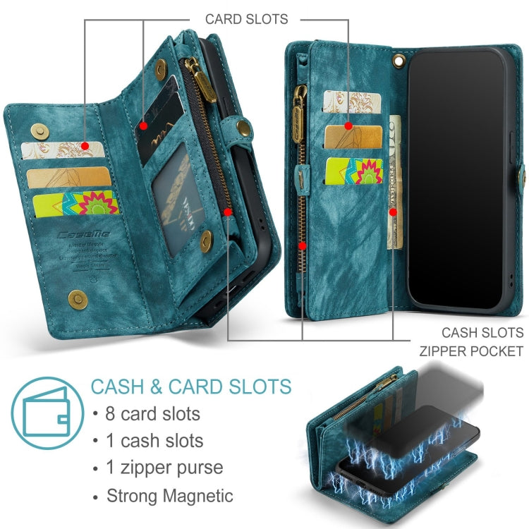 For iPhone X / XS CaseMe-008 TPU + PC Magnetic Absorption Detachable Back Cover Horizontal Flip Leather Case with Holder & Card Slots & Zipper Wallet & Photo Frame