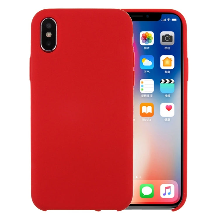 For iPhone X / XS Pure Color Liquid Silicone + PC Dropproof Protective Back Cover Case, iPhone X, For X, X