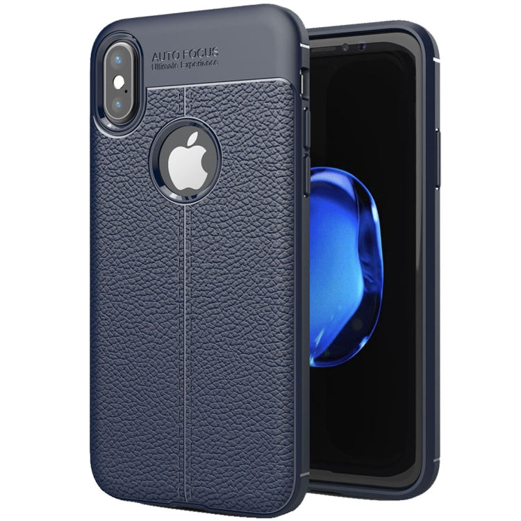 For iPhone X / XS Litchi Texture TPU Protective Back Cover Case, For X