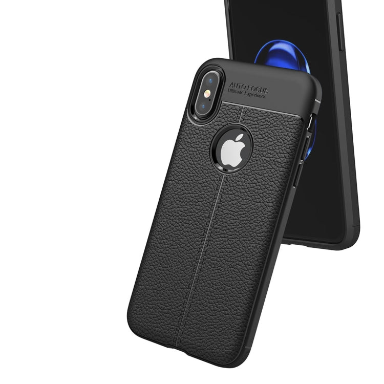 For iPhone X / XS Litchi Texture TPU Protective Back Cover Case, For X