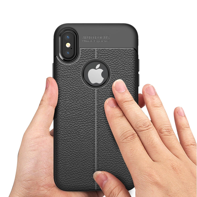 For iPhone X / XS Litchi Texture TPU Protective Back Cover Case, For X