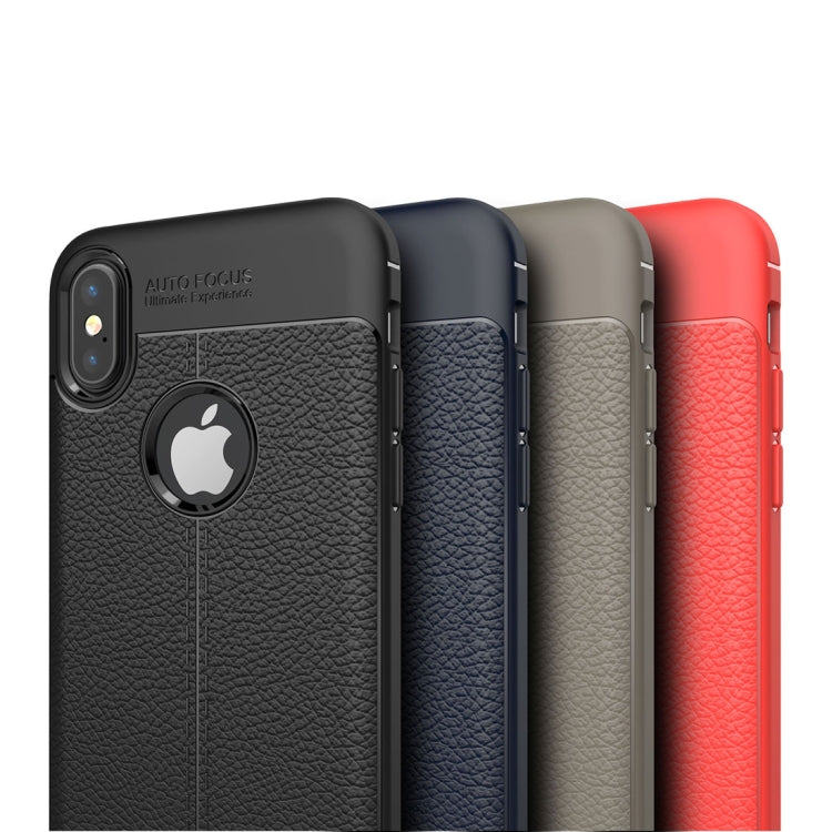 For iPhone X / XS Litchi Texture TPU Protective Back Cover Case, For X