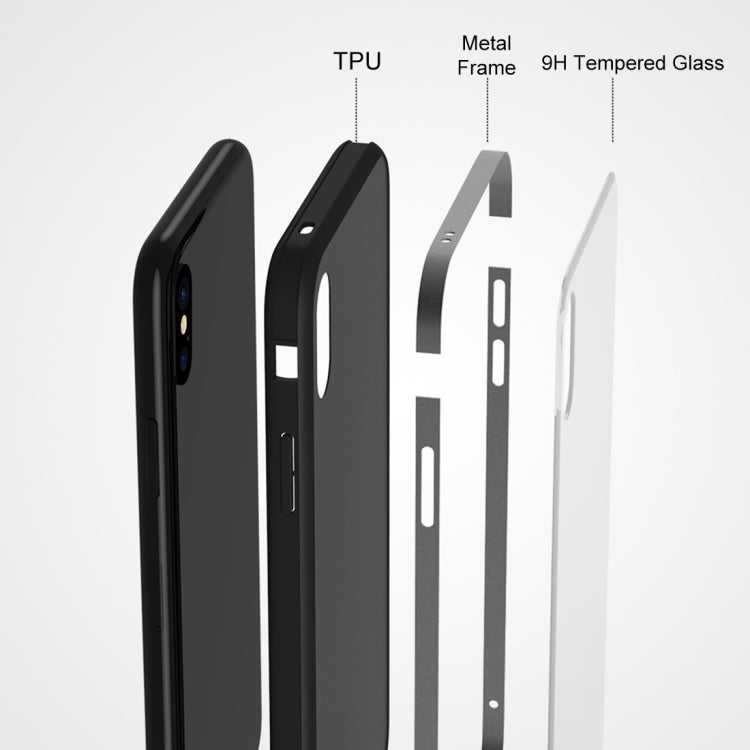 For iPhone XS Max SULADA Metal Frame Toughened Glass Case, For XS Max