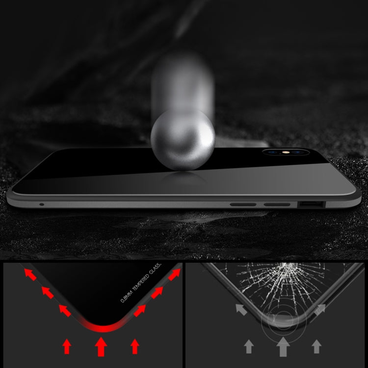 For iPhone XS Max SULADA Metal Frame Toughened Glass Case, For XS Max
