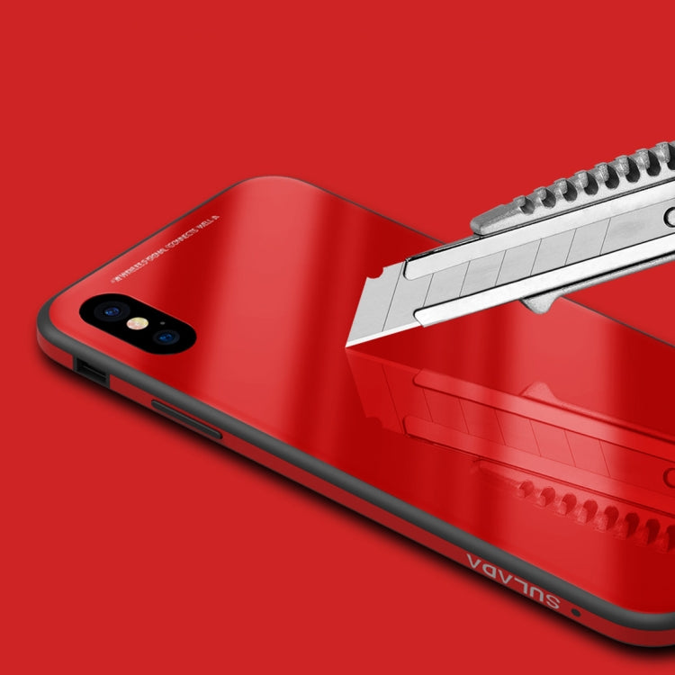 For iPhone XS Max SULADA Metal Frame Toughened Glass Case, For XS Max